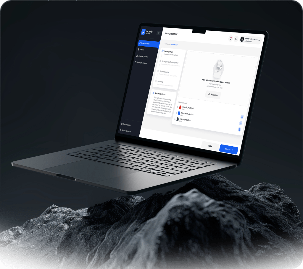 İmzala Business platforması noutbuk ekranında